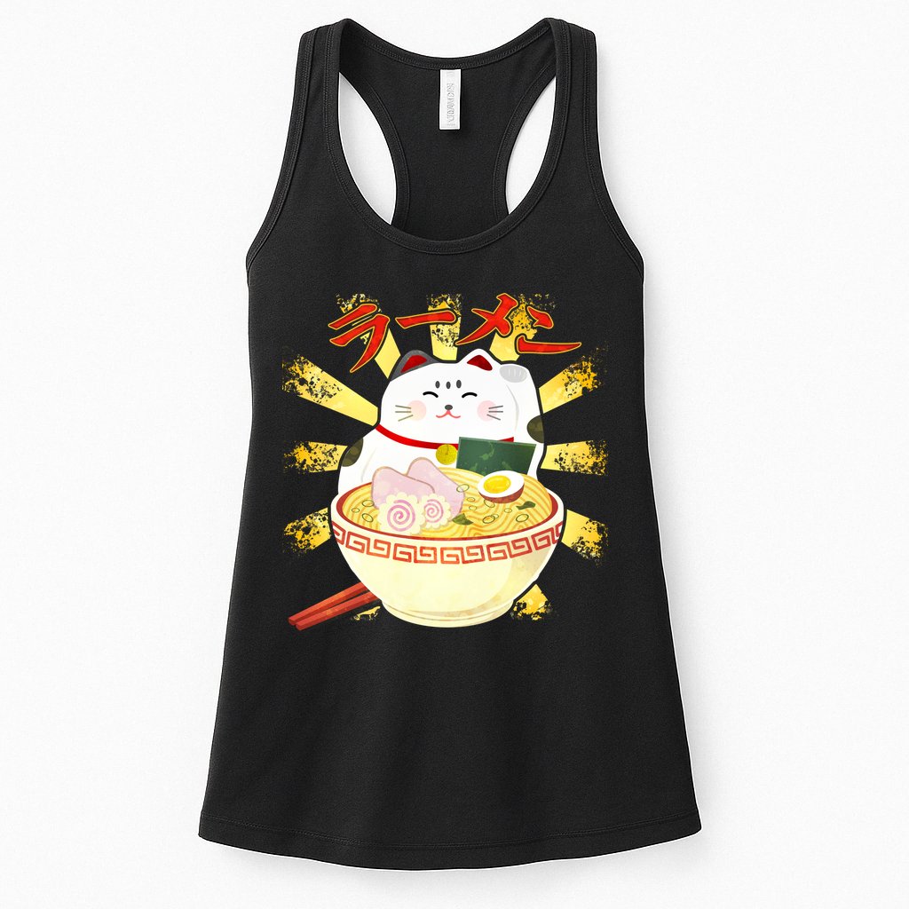 Lucky Cat Ramen Japanese Womens Tank Top