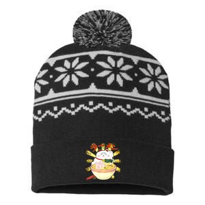 Lucky Cat Ramen Japanese USA-Made Snowflake Beanie