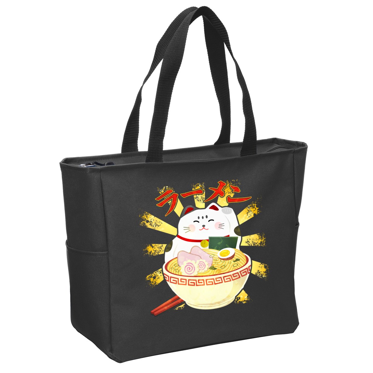 Lucky Cat Ramen Japanese Zip Tote Bag