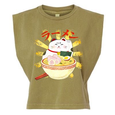 Lucky Cat Ramen Japanese Garment-Dyed Women's Muscle Tee