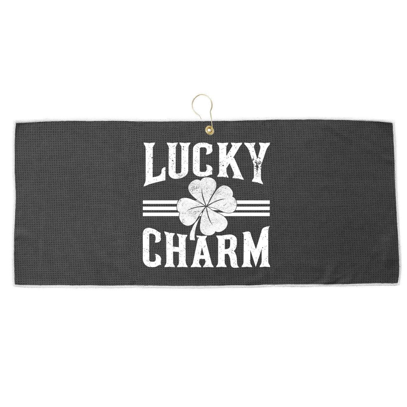 Lucky Charm Clover Large Microfiber Waffle Golf Towel