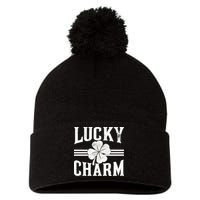 Lucky Charm Clover Pom Pom 12in Knit Beanie