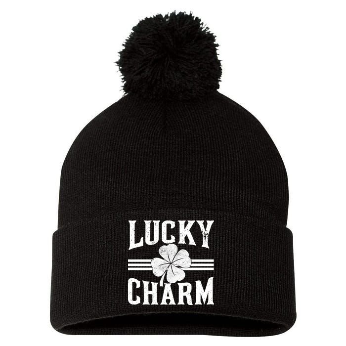 Lucky Charm Clover Pom Pom 12in Knit Beanie