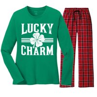 Lucky Charm Clover Women's Long Sleeve Flannel Pajama Set 