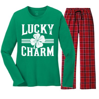 Lucky Charm Clover Women's Long Sleeve Flannel Pajama Set 