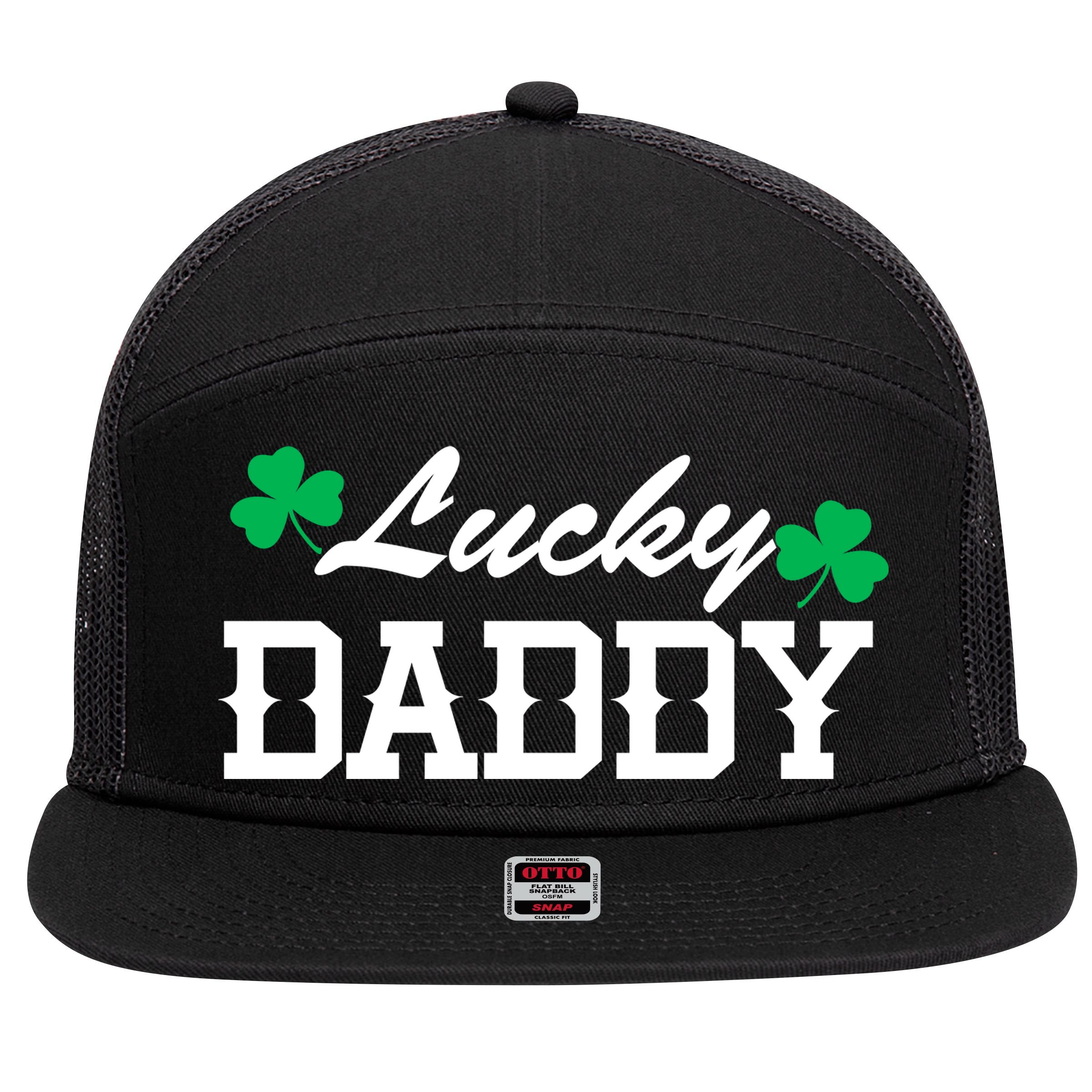 Lucky Daddy 7 Panel Mesh Trucker Snapback Hat