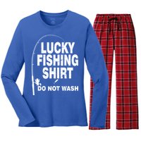 Lucky Fishing Shirt Do Not Wash Women's Long Sleeve Flannel Pajama Set 