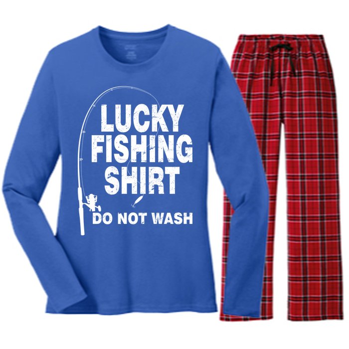 Lucky Fishing Shirt Do Not Wash Women's Long Sleeve Flannel Pajama Set 