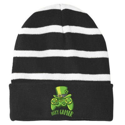 Lucky Gamer Striped Beanie with Solid Band