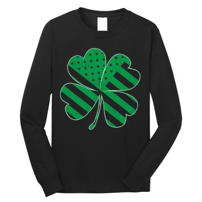 Lucky Irish American Clover Flag Long Sleeve Shirt
