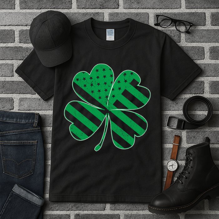 Lucky Irish American Clover Flag Tall T-Shirt