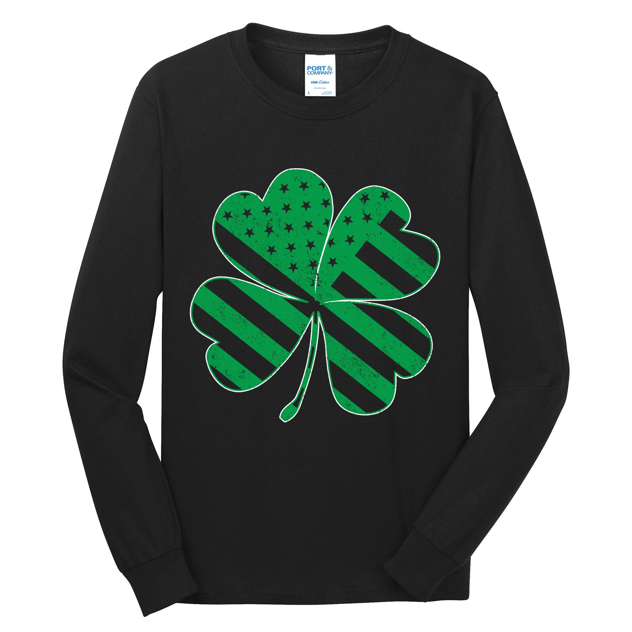 Lucky Irish American Clover Flag Tall Long Sleeve T-Shirt