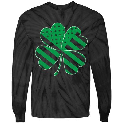 Lucky Irish American Clover Flag Tie-Dye Long Sleeve Shirt