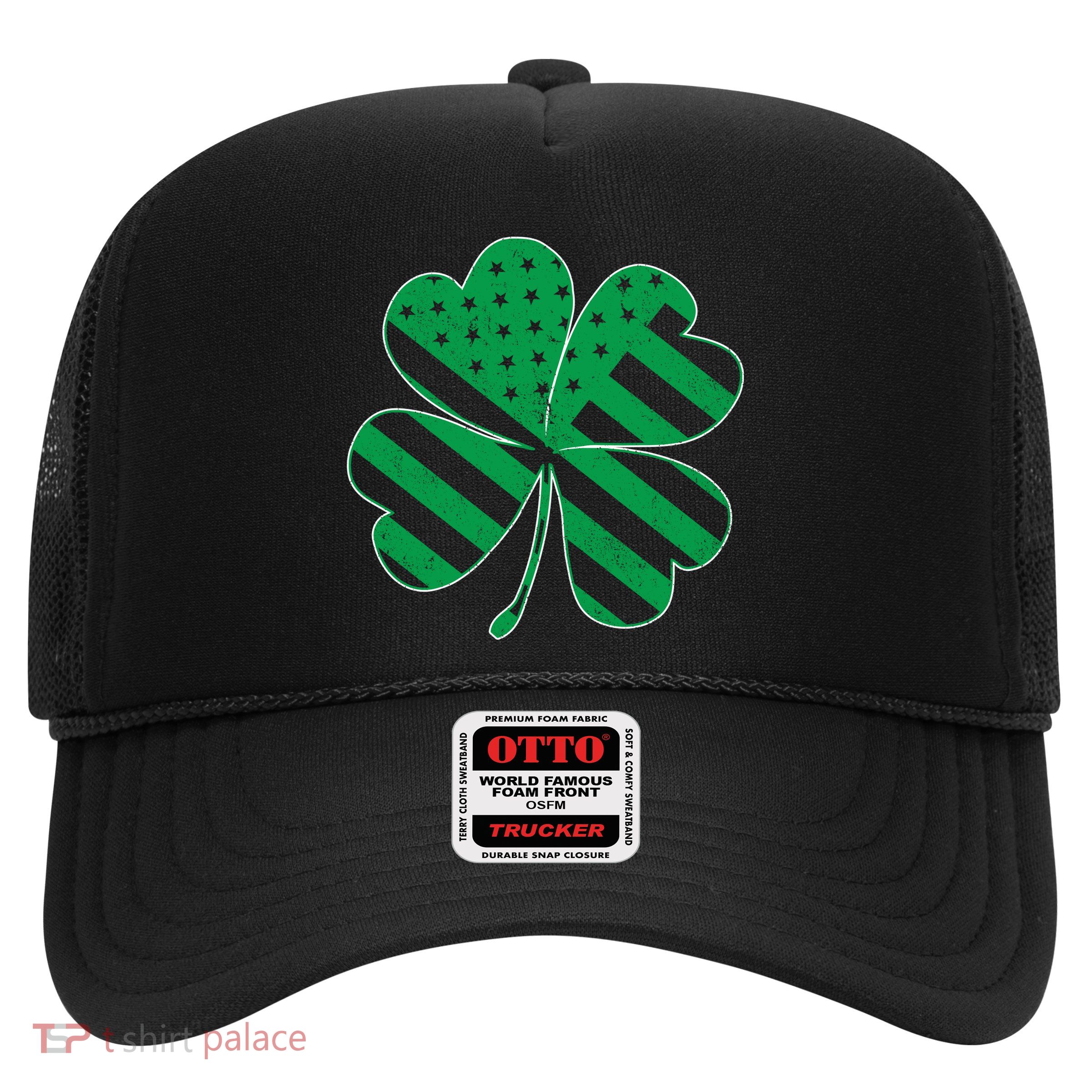 Lucky Irish American Clover Flag Trucker Hat