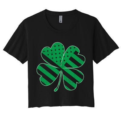 Lucky Irish American Clover Flag Crop Top