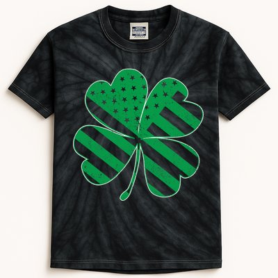 Lucky Irish American Clover Flag Kids Tie-Dye T-Shirt