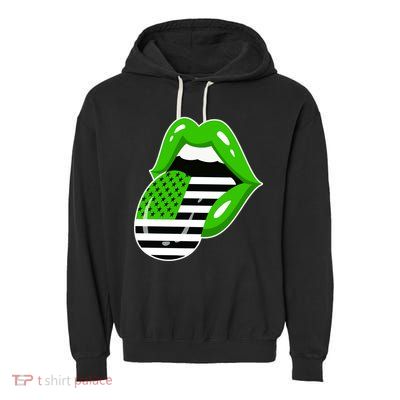 Lucky Irish Lips USA American Flag Garment-Dyed Fleece Hoodie