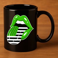 Lucky Irish Lips USA American Flag 11oz C Handle Ceramic Mug