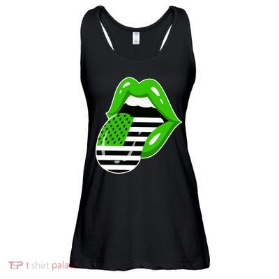 Lucky Irish Lips USA American Flag Ladies Essential Flowy Tank