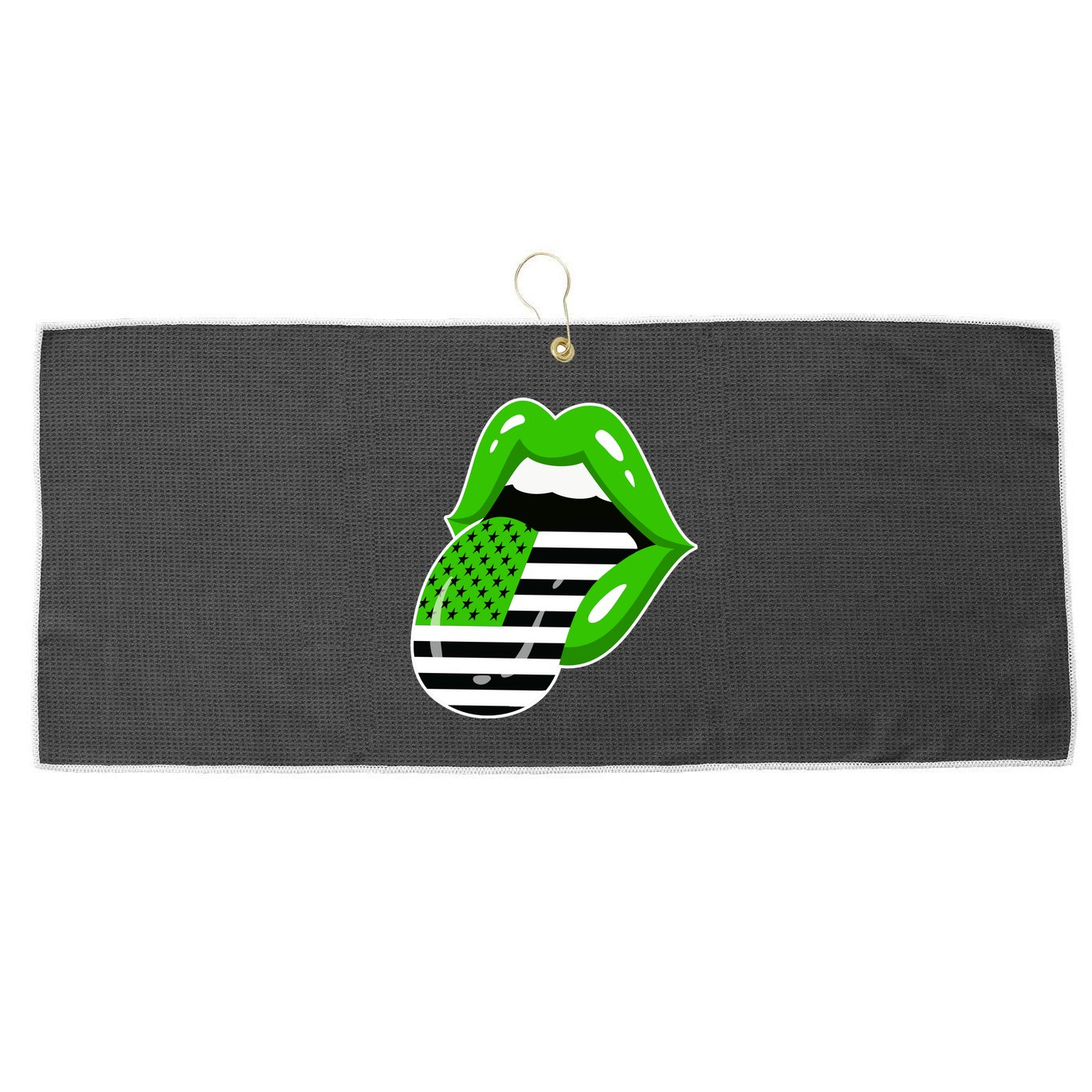 Lucky Irish Lips USA American Flag Large Microfiber Waffle Golf Towel