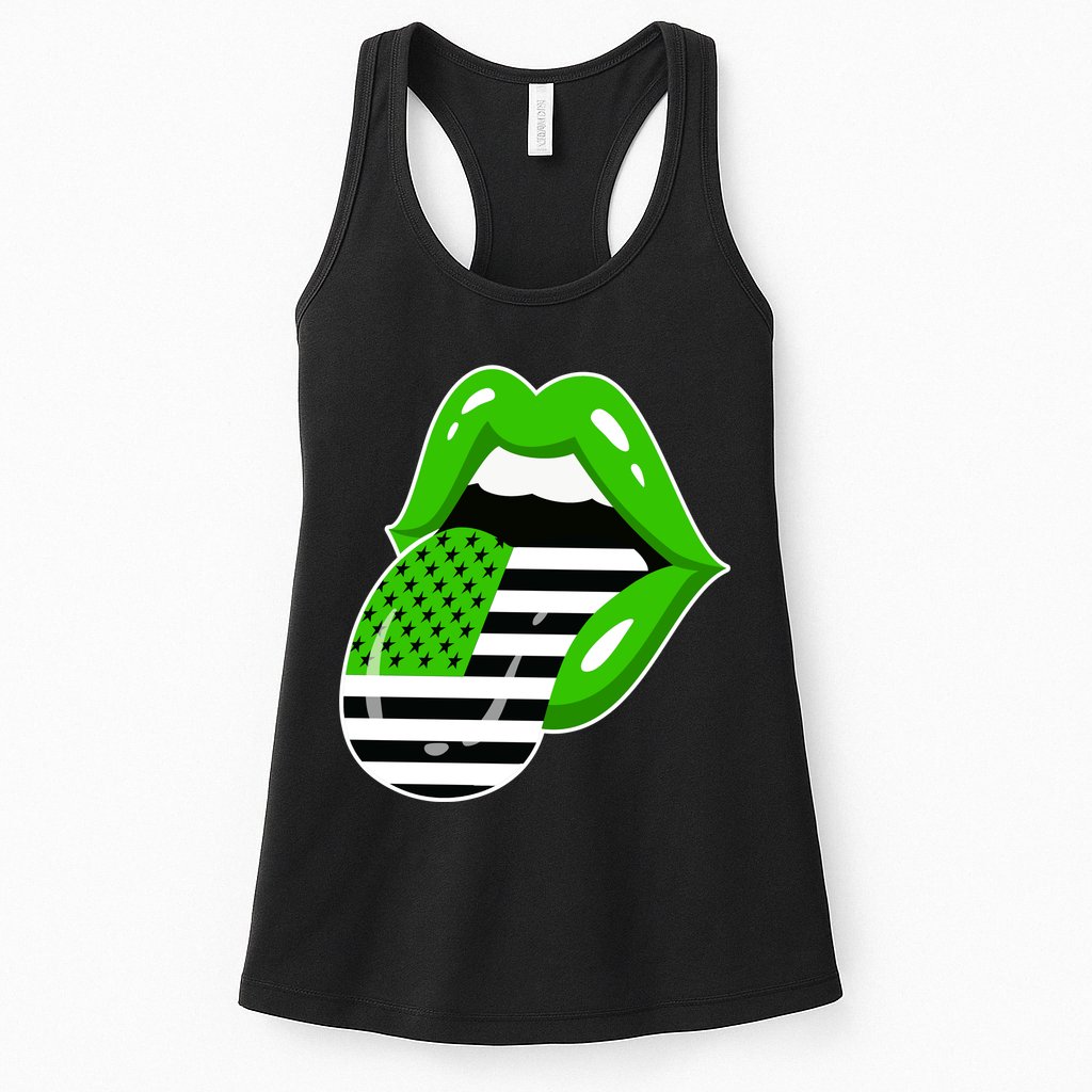 Lucky Irish Lips USA American Flag Womens Tank Top