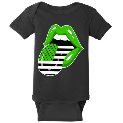 Lucky Irish Lips USA American Flag Baby Bodysuit