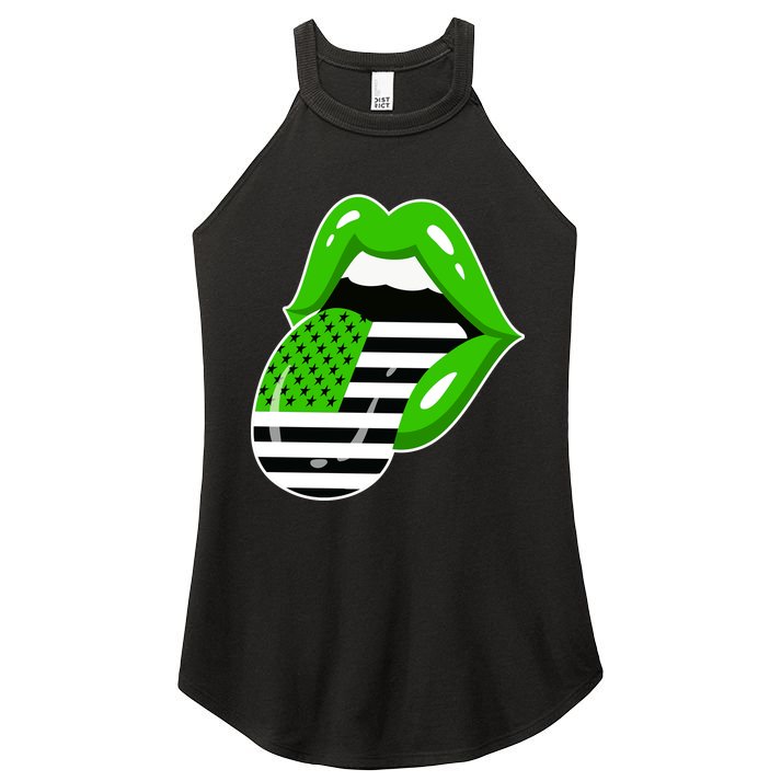 Lucky Irish Lips USA American Flag Women's Perfect Tri Rocker Tank