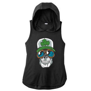 Lucky Irish Skull Ladies PosiCharge Tri-Blend Wicking Draft Hoodie Tank