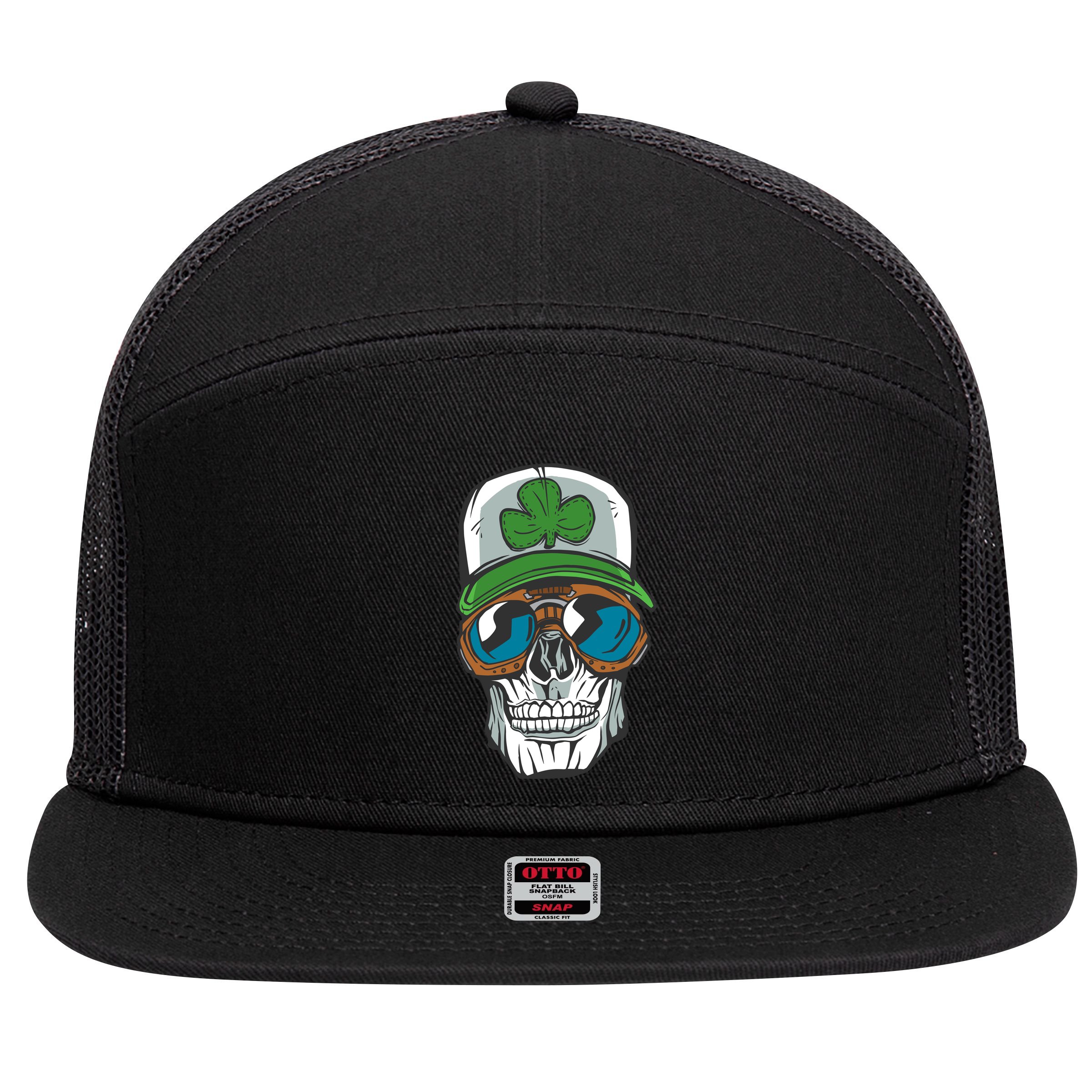 Lucky Irish Skull 7 Panel Mesh Trucker Snapback Hat