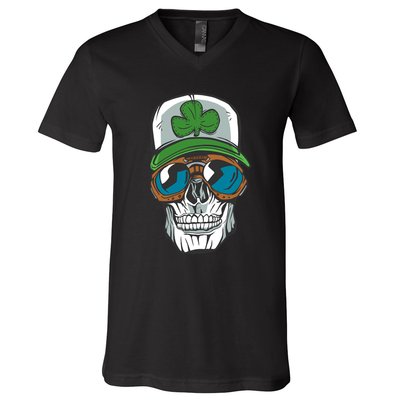 Lucky Irish Skull V-Neck T-Shirt