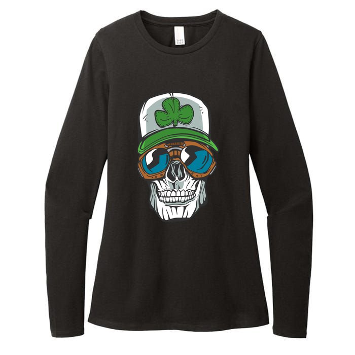 Lucky Irish Skull Womens CVC Long Sleeve Shirt