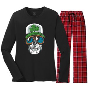 Lucky Irish Skull Women's Long Sleeve Flannel Pajama Set 