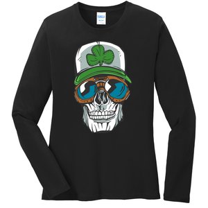 Lucky Irish Skull Ladies Long Sleeve Shirt