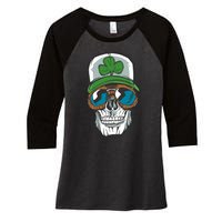 Lucky Irish Skull Women's Tri-Blend 3/4-Sleeve Raglan Shirt