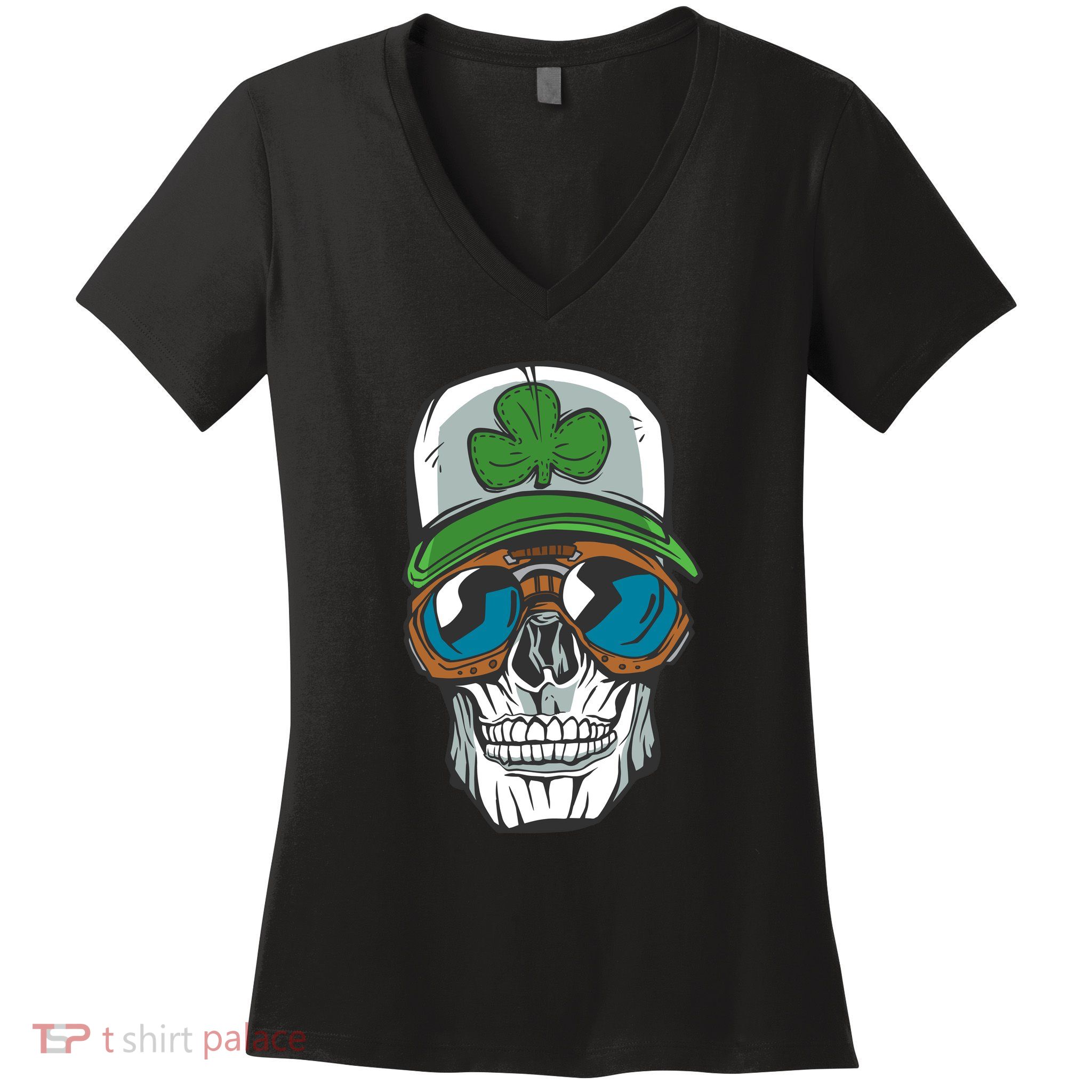 Lucky Irish Skull Women's V-Neck T-Shirt
