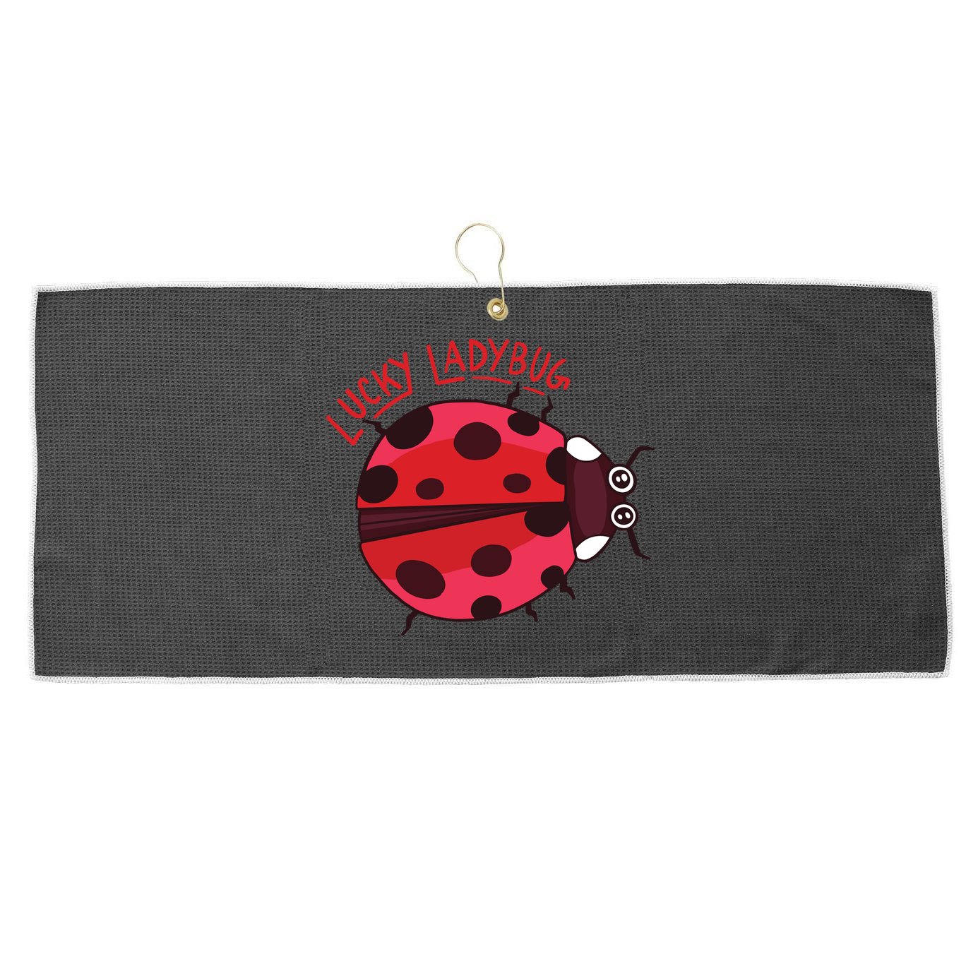 Lucky Ladybug Large Microfiber Waffle Golf Towel