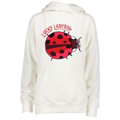 Lucky Ladybug Womens Funnel Neck Pullover Hood