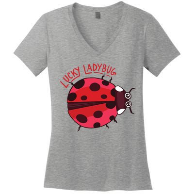 Lucky Ladybug Women's V-Neck T-Shirt