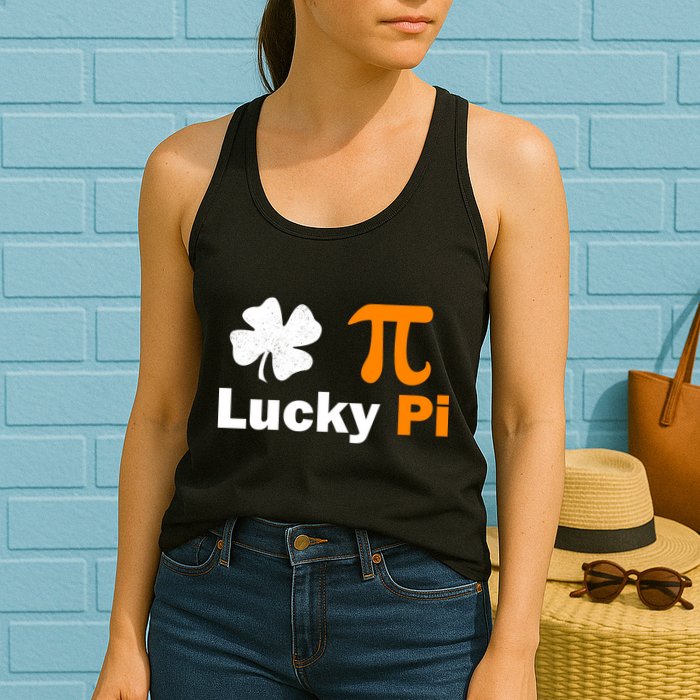 Lucky Pi St. Patrick's Day Clover Womens Tank Top