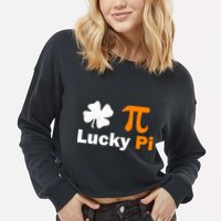 Lucky Pi St. Patrick's Day Clover Cropped Pullover Crew