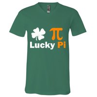 Lucky Pi St. Patrick's Day Clover V-Neck T-Shirt