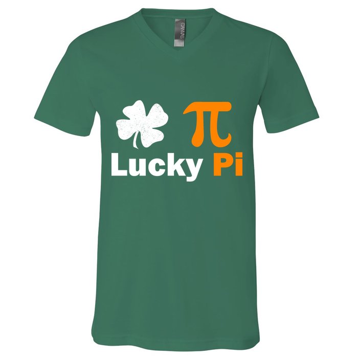 Lucky Pi St. Patrick's Day Clover V-Neck T-Shirt