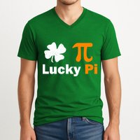 Lucky Pi St. Patrick's Day Clover V-Neck T-Shirt