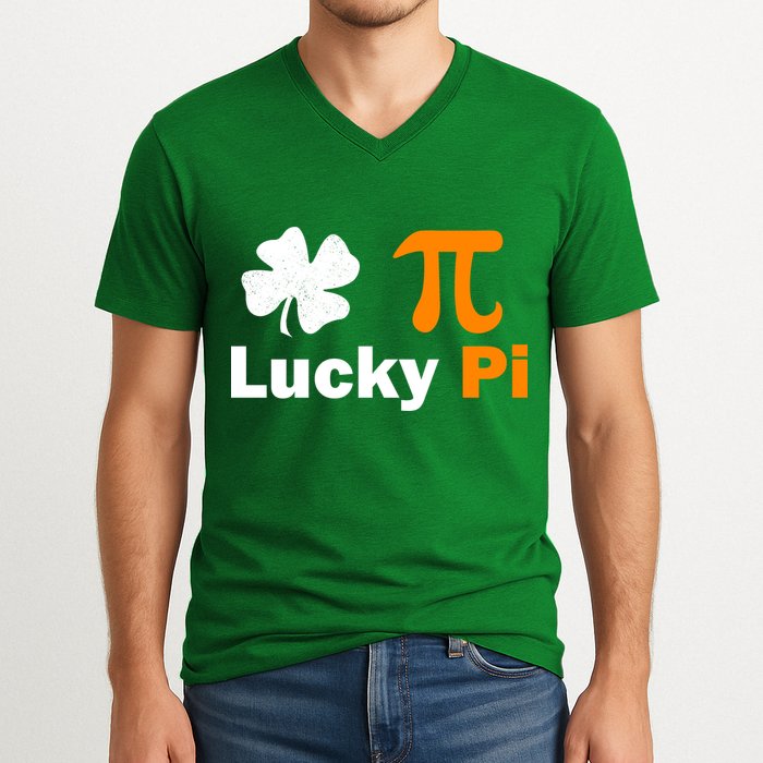 Lucky Pi St. Patrick's Day Clover V-Neck T-Shirt