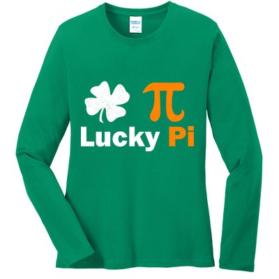 Lucky Pi St. Patrick's Day Clover Ladies Long Sleeve Shirt