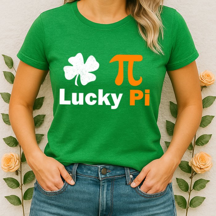 Lucky Pi St. Patrick's Day Clover Womens T-Shirt