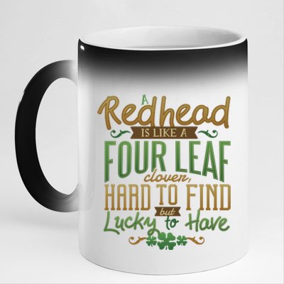 Lucky Redhead Four Leaf Clover 11oz Black Color Changing Mug