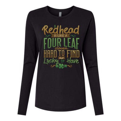 Lucky Redhead Four Leaf Clover Womens Cotton Relaxed Long Sleeve T-Shirt