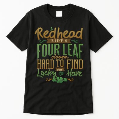 Lucky Redhead Four Leaf Clover Tall T-Shirt