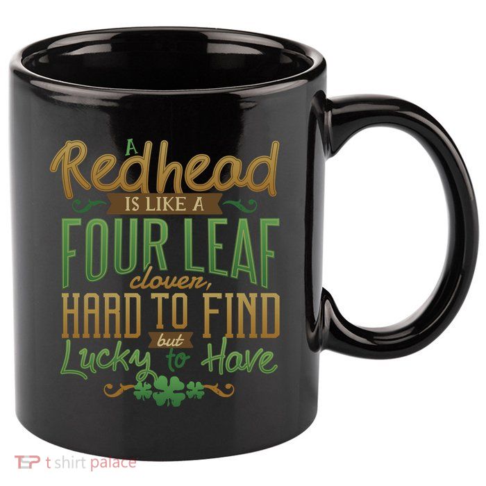 Lucky Redhead Four Leaf Clover 11oz C Handle Ceramic Mug